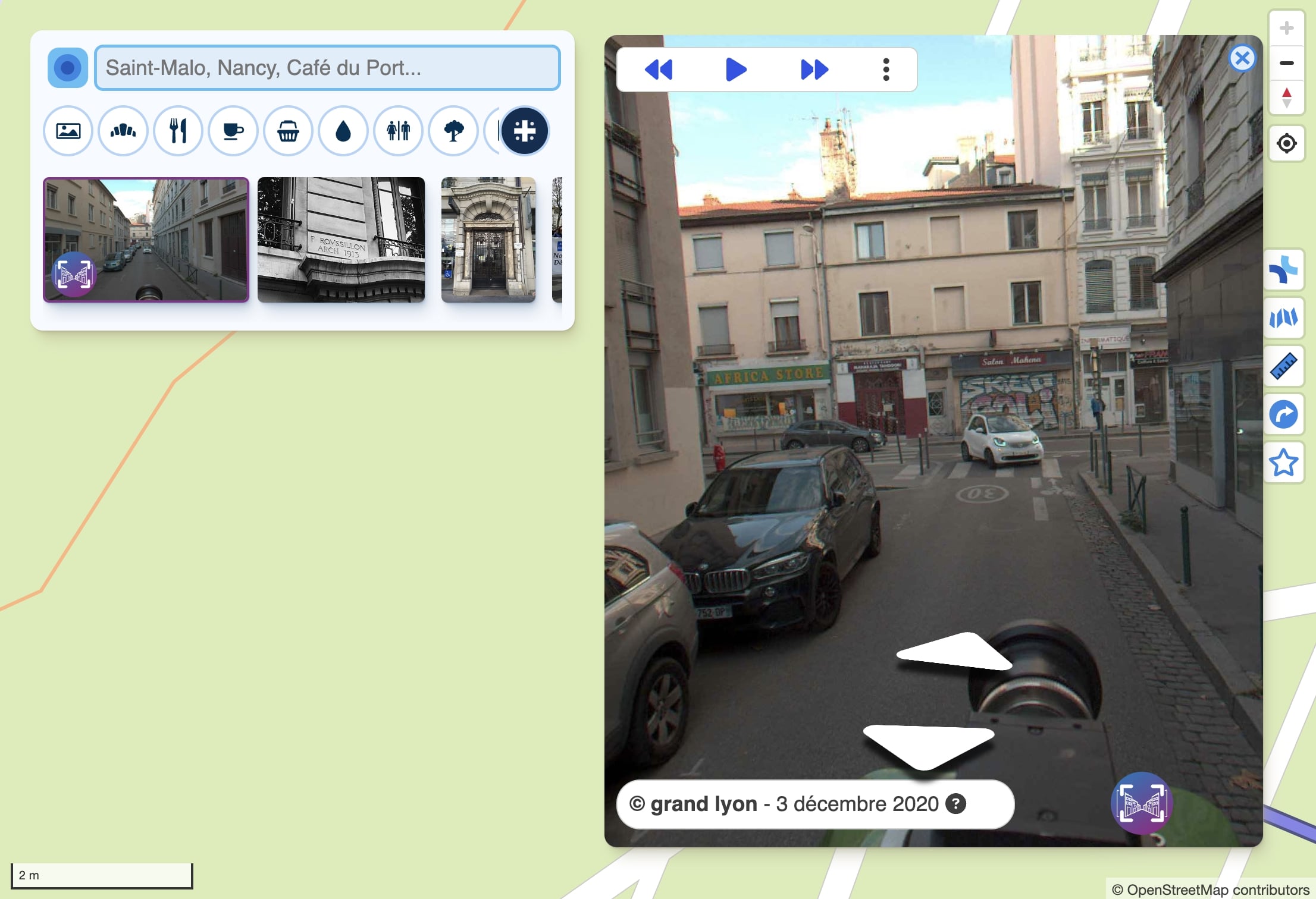 Image montrant l'intégration de Panoramax dans Cartes.app